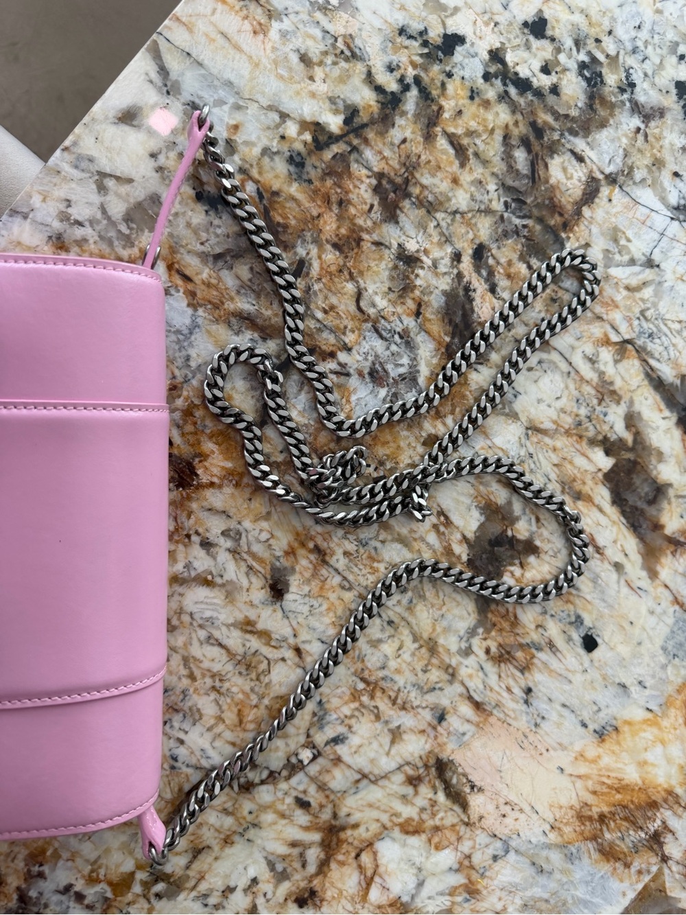 Balenciaga Pink Hourglass Leather 'B' Chain Crossbody Bag - Picture 4 of 8